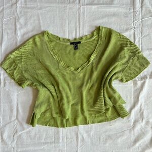 Oversized Lime Green Low Shoulder Top